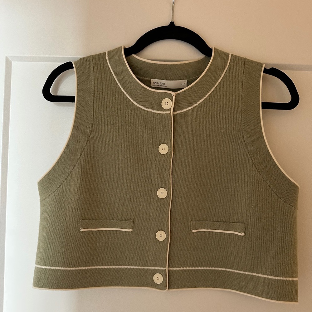 OAK + FORT Sage Green Knit Vest